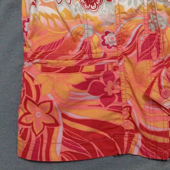 Chico's Colorful Red Orange Floral Print Casual Jacket‎ Women's Size 1 (Med/8) - Picture 7 of 15